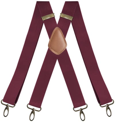 Verstelbare Y-vormige bretels met draaiklippen - 120 cm lange zwarte unisex bretels voor werk, feest en reizen-Bordeaux