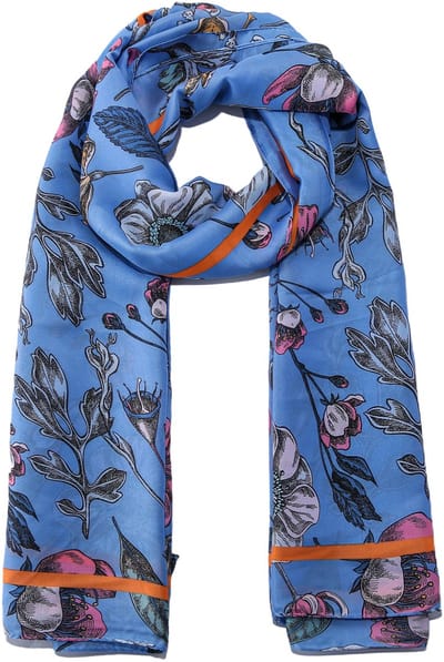 Emilie scarves - sjaal - bloemenprint - lang - satijn - lavendelblauw