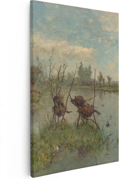 Artaza Canvas Schilderij Landschap - 80x120 cm - Groot - Wanddecoratie Natuur - Muurdecoratie Water - Schilderijen Op Canvas Oude Meesters