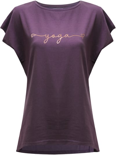Yoga-T-Shirt Batwing „yoga“ - berry/copper