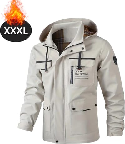 Bovista Windjas Voor Heren - Windjack - Waterdicht - Jas Met Capuchon - Outdoorjas - Volwassen - Wit - Maat XXXL