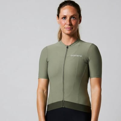 Acelera Essential Wielershirt - Fietsshirt Dames Korte Mouw - Wielrenshirt - Fietskleding - Groen - Maat XL