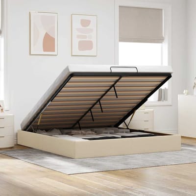 vidaXL - Bedframe - zonder - matras - 180x200 - cm - stof - crèmekleurig