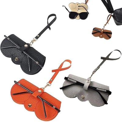 zonnebrillentas - 3 stuks - Lederen Brillen Hoes - Brillenkoker - met Koordje - Zonnebril houder - Vrouwen en mannen - makkelijk voor aan je tas te hangen