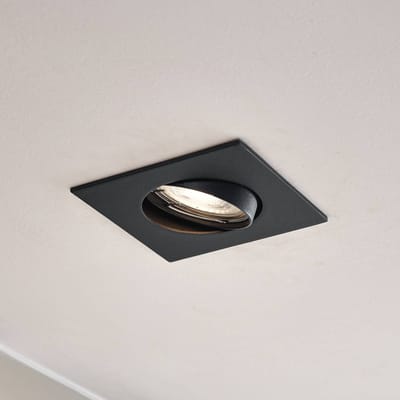 PRIOS inbouwlamp Fibur, zwart, 9 cm, GU10