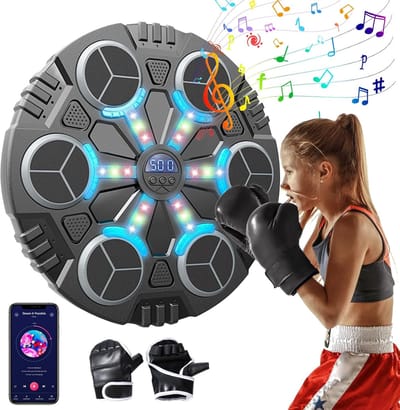 Boxing Machine - Boksmachine - Muzikale Boxmachine - Voor Kinderen, Elektronische Muurmontage Boxapparaat, 3 Snelheden, LED-display, met Boxhandschoenen, Thuis Training