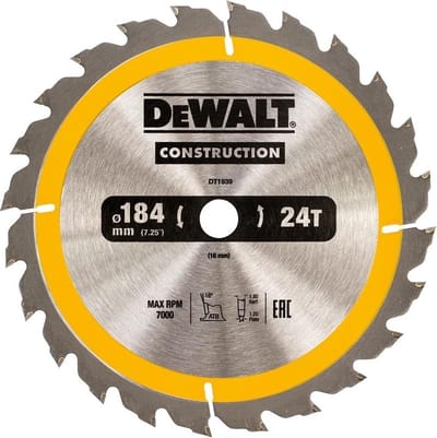 DeWalt DT1939-QZ - Tarcza Constructie - 184mm - 24 Tanden - ATB Geometrie
