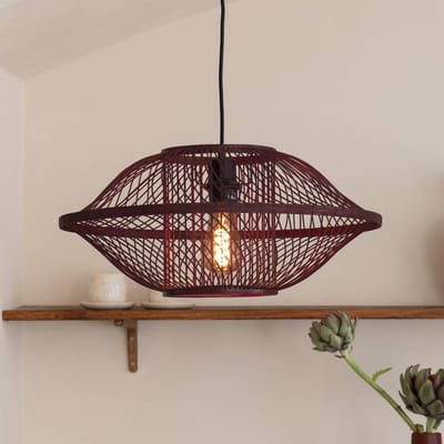 GOOD&MOJO Hanglamp Maui - Bordeaux - Ø50cm - Bohemian - Hanglampen Eetkamer, Slaapkamer, Woonkamer