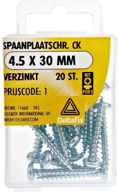 Spaanplaatschroeven Clinderkop Pozidriv Verzinkt 4.5x30mm