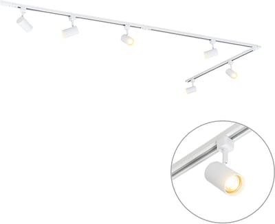QAZQA iconic jeana - Moderne Spot railsysteem verlichting, railverlichting geschikt voor led - 6 lichts - L 286 cm - Wit - Woonkamer | Slaapkamer | Keuken