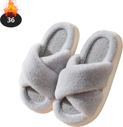 Nivard Warme Pantoffels - Sloffen - Slippers - Dames - Heren - Pluche - Maat 36 - Blauw