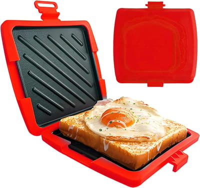 Sandwich Maker - Tosti Apparaat - Snelle Maaltijden - Magnetron Verwarming - 17 cm Breed - Rood