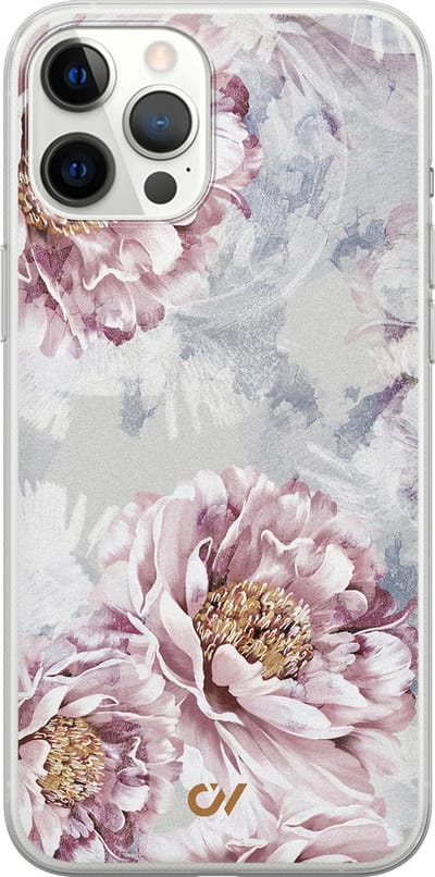 Hoesje geschikt voor Apple iPhone 12 Pro Max - Floral Print - - Beige - Apple - Casevibes