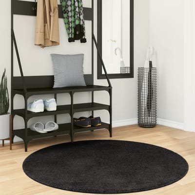 vidaXL - Vloerkleed - HUARTE - laagpolig - zacht - wasbaar - Ø - 120 - cm - zwart