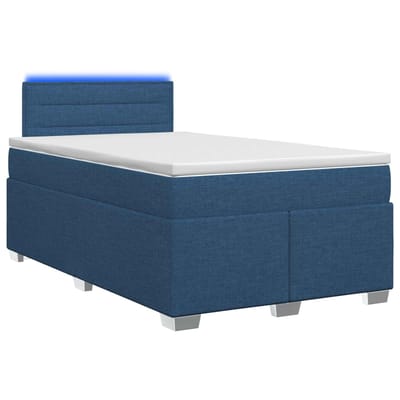 vidaXL - Boxspringbed - met - matras - en - LED - Blauw - 120 - x - 190 - cm - Stof