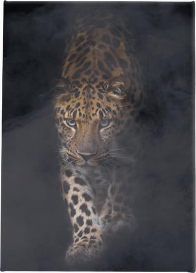 Canvasdoek Panter | Smoke | Luipaard | Leopard | Wanddecoratie | 100 CM x 150 CM | Schilderij | Dieren | Natuur