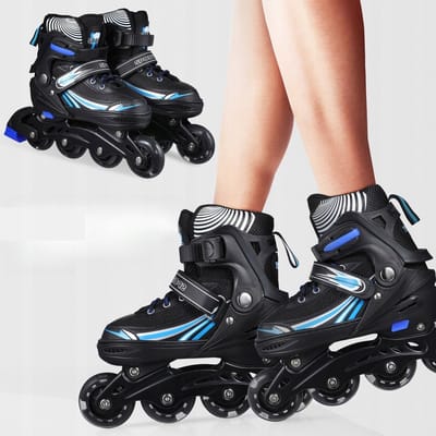 ADULT INLINE SKATES WITH STORAGE BAG SIZE S BLUE FOR MEN AND WOMEN