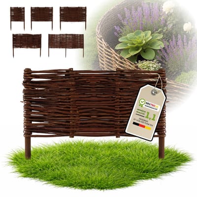 Floranica Tuinafscheiding van wilg - 1 stuk - Hoogte: 30 cm Lengte: 40 cm - Wilgenvlechtwerk, tuinhek, randafwerking voor bloembedden, hout, gazonrand