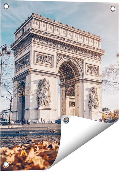 Gards Tuinposter Arc de Triomphe in Parijs tijdens de Herfst - 40x50 cm - Tuindoek - Tuindecoratie - Wanddecoratie buiten - Tuinschilderij