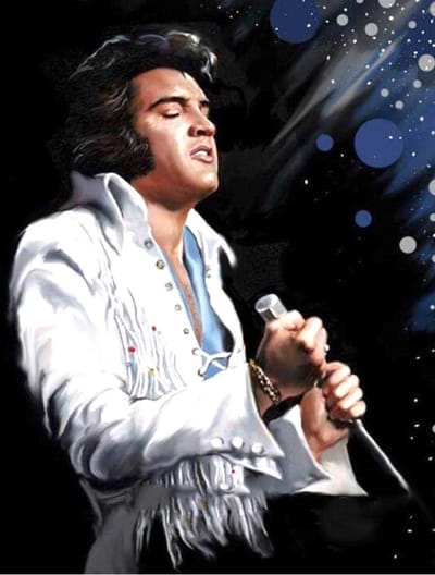 TOPMO - Elvis Singing- Diamond painting- HQ Diamond Painting pakket - VOLLEDIG dekkend - Diamant Schilderen - voor Volwassenen – ROND- 40X50CM