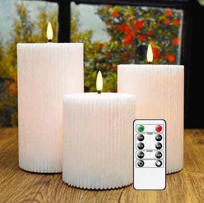 LED Kaarsen 3 stuks-Batterijkaarsen,batterijen Kaarsen met afstandsbediening en timer-Wit