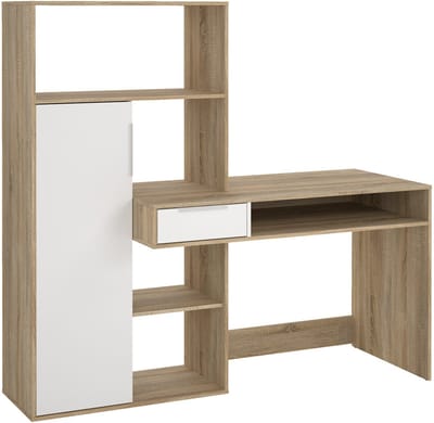 Giga Living Bureau Function Plus - Wit/Naturel - 160x60x155cm