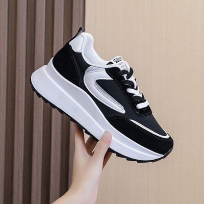Chaussures Papa Automne Enfants Nouvelles Ins Tendance Polyvalentes Plateforme Décontractées Étudiant Chaussures de Sport 40 noir