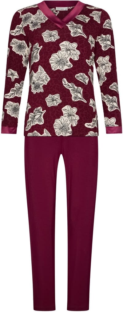 Pastunette Premium - Pyjama - Burgundy Dream - Ecovero Viscose - Bordeaux - Maat 50