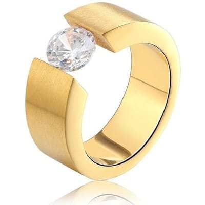 Mode Zwarte Roestvrij Stalen Ringen Voor Mannen Vrouwen Luxe Ronde Zirkoon Stenen Ringen Bruiloft Verloving Sieraden Accessoires Cadeau 10 beige