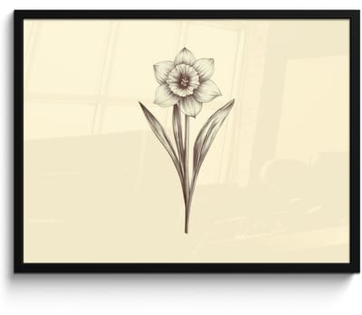 Poster in lijst - Fotolijst 70x50 cm - Posters - Zwart - Narcis - Illustratie - Posterlijst zwart - Decoratie - Wanddecoratie woonkamer - Muurdecoratie slaapkamer