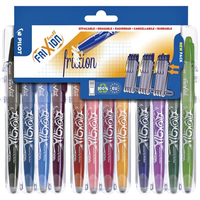 Pilot FriXion Rollerball pennenset - uitwisbaar - 12 kleuren - in luxe blister