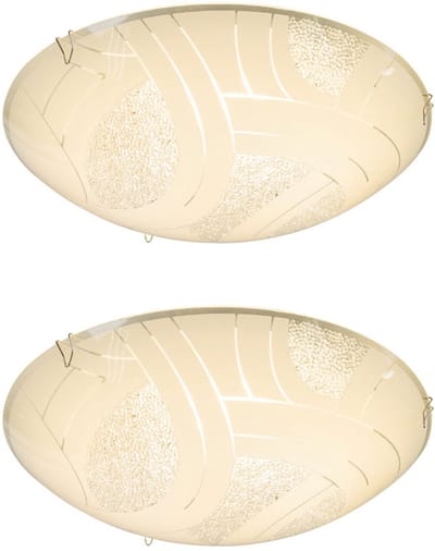 Plafondlamp glazen kap plafondlamp 1-vlam kristallen woonkamerverlichting 1-vlam gesatineerd, metaal chroom, 1x LED 8 Watt 640 lm, DxH 25x8 cm, set van 2