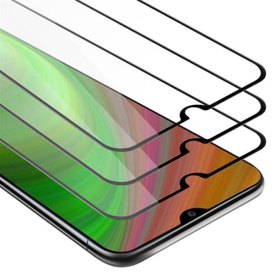 Cadorabo 3x Screenprotector geschikt voor Samsung Galaxy A10e / A20e Volledig scherm pantserfolie Beschermfolie in TRANSPARANT met ZWART - Getemperd (Tempered) Display beschermend glas in 9H hardheid met 3D Touch