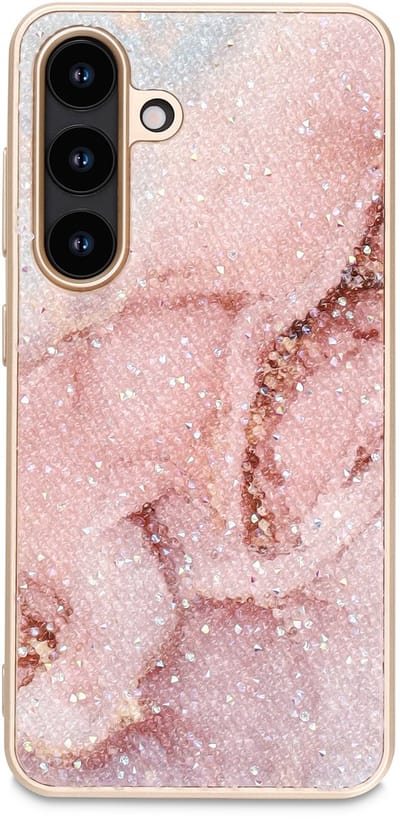 Casemania Hoesje Geschikt voor Samsung Galaxy A16 - Roze - Diamant Marmer Glitter Back Cover