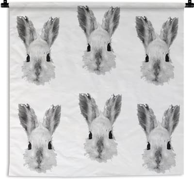 Wandkleed - Wanddoek - Vintage - Konijnen - Patronen - 90x90 cm - Wandtapijt