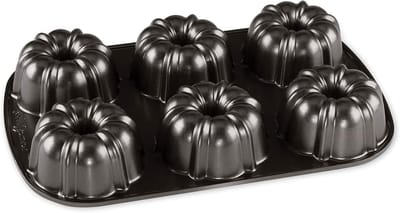 Bakvorm Cake - Mini Bundt - Kleine Taartjes Maken - Zes Mini Porties - 22.86 x 35.56 cm - Metaal