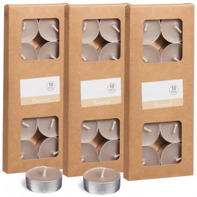 Dailygoods- Theelichtjes 30 Stuks - Set van 3 Kleuren - 4 Uur Brandduur - Decoratieve Kaarsen - Sfeerlicht voor Thuis - Natuurlijke Esthetiek