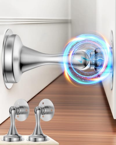 Deurstopper –Deurstopper Magnetische Deurvanger -Magnetische Deurstop – Deurbuffer – Magnetische Deurbeveiliger – Roestvrij Staal – Wandgemonteerde Deurstop voor Buiten en Wand- Vloermontage – 2 stuks – Staal