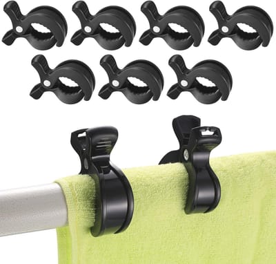 9 stuks kinderwagenclips voor speelgoed, afdekking en zonwering - zwart