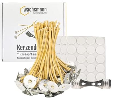 Hennep Bijenwaslonten - 100 Gewaxte Kaarslonten voor DIY Kaarsen, 11 cm, 3 mm Platter Lont met Lonthouder
