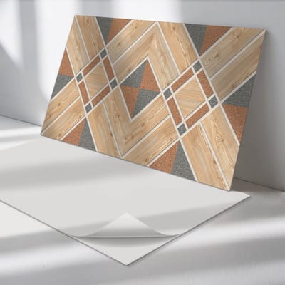 Wallfluent Vinyl Wandpaneel - Geometrisch patroon met hout Zelfklevende Wandbekleding - 120 cm x 60 cm - Bruin Vinyl Wandpaneel - 1 stuk - Rechthoekig Wandbekleding Vinyl - Texturen Wandpaneel - Wandpaneel PVC - Wandpaneel Keuken en Badkamer