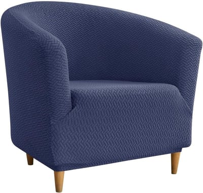 Stijlvolle Jacquard Polyester Stoelhoezen voor Tub Stoelen, Rekbare en Wasbare Bescherming, Comfortabele Bekleding in Marineblauw