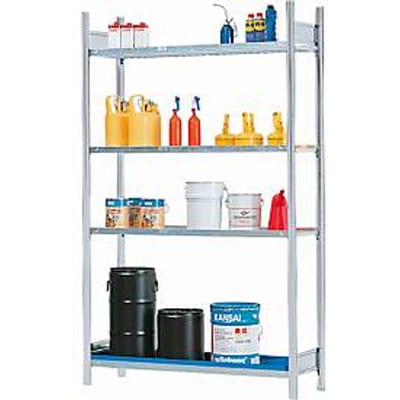 Gevaarlijke stoffen rek asecos REG 1344, B 1360 x D 440 x H 2000 mm, met opvangbak van 25 l en 3 stalen legborden