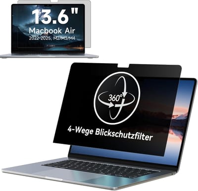 Famanu - Privacyfilter laptop - 13,6 inch - 360° - Anti-reflectie en anti-blauw licht