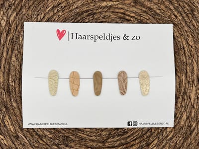 Haarspeldjes 'Lott' setje 10 - speldje met imitatieleer - 3 cm speldjes