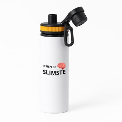 Hacebo® - ik ben de slimste waterfles met draaidop oranje - Quotes - slimme mensen - de slimste - verjaardagscadeau - verjaardag - cadeau - kado - geschenk - gift - water fles - 850ML