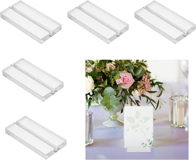 Plaatskaarthouders Acryl - Naamkaarthouders Display - Feestdecoratie Tafel - Stabiele Kaartsleuf - 80x40mm Set 5 - Helder Transparant
