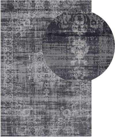 Lifa Living - Vintage Vloerkleed - Donkergrijs - Oosters - voor Woonkamer en Slaapkamer - 80 x 150 cm