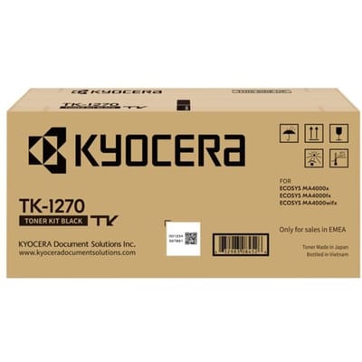 Originele Kyocera-toner TK-1270, capaciteit ca. 10.000 pagina's, losse verpakking, zwart