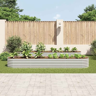 vidaXL - Plantenbak - verhoogd - 400x80x44 - cm - gegalvaniseerd - staal - zilver